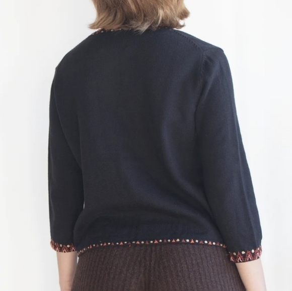 Michael Simon New York Jar Pot Beaded Embroidered Button Down Cardigan L - Picture 3 of 10